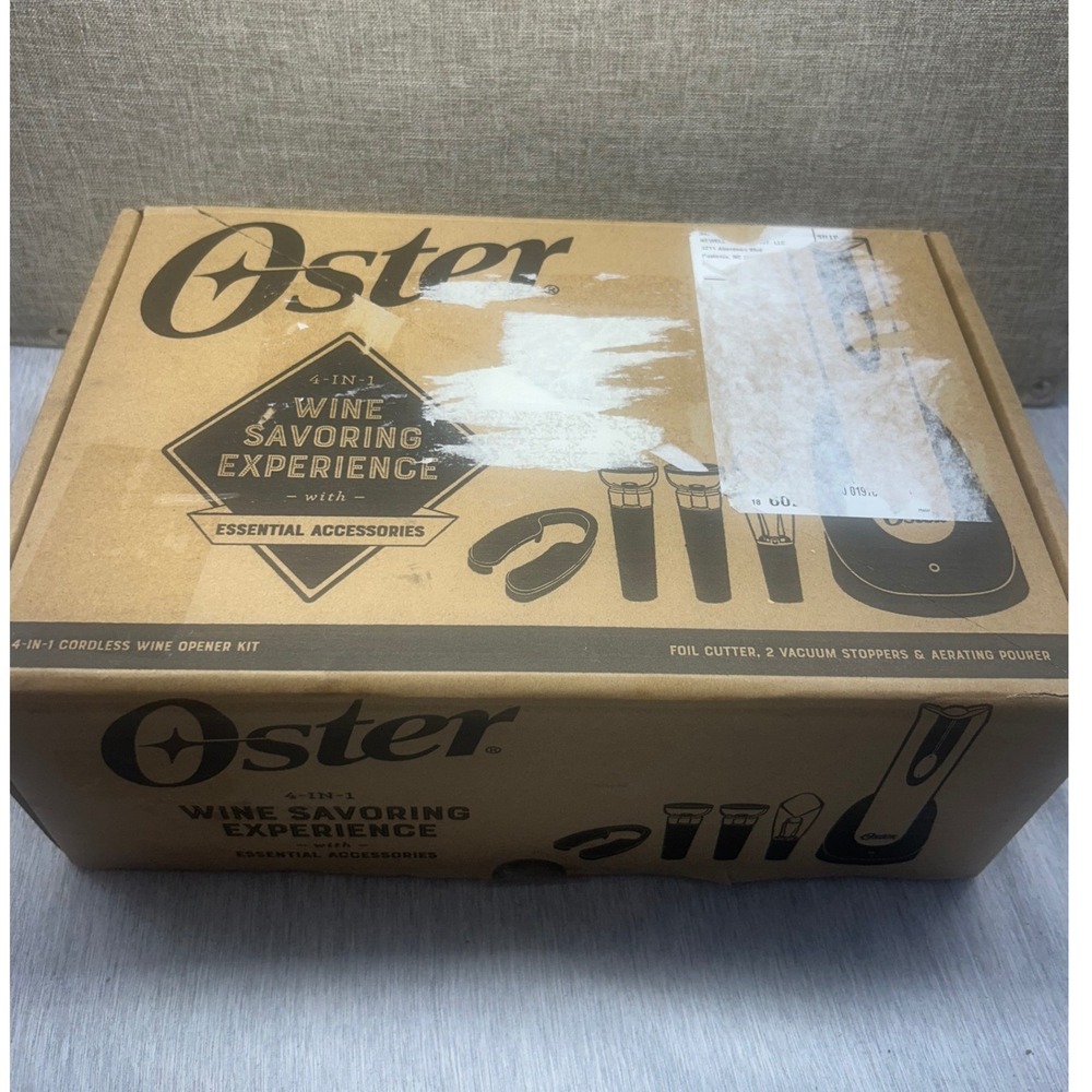 Oster 4-in-1 Cordless Electric Wine Opener Kit Silver FPSTBW8207‎ New Open Box